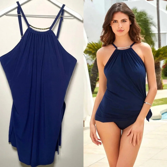 Magicsuit by Miraclesuit Solid Parker One Piece SwimSuit Dress 22W - Picture 1 of 13